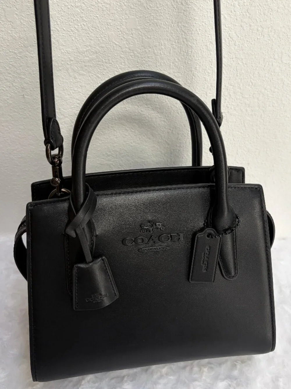 NWOT COACH Andrea Carryall Bag - Smooth Black Napa Leather - CP081 - MSRP $428